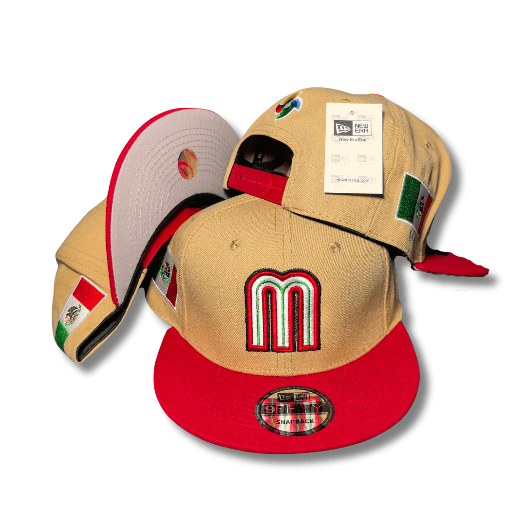 New Era 59Fifty Mexico World Baseball Classic Hat Tan, Red – Snapback Cap
