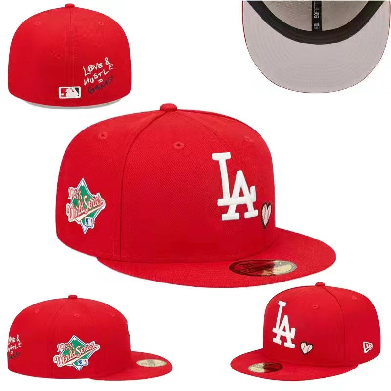 Los Angeles Dodgers Love & Hustle 1959 World Series 59FIFTY Fitted Hat – Red with Heart Embroidery