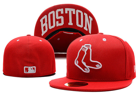 Boston Red Sox Red Fitted Hat with White Sox Logo and Bold Boston Undervisor Lettering