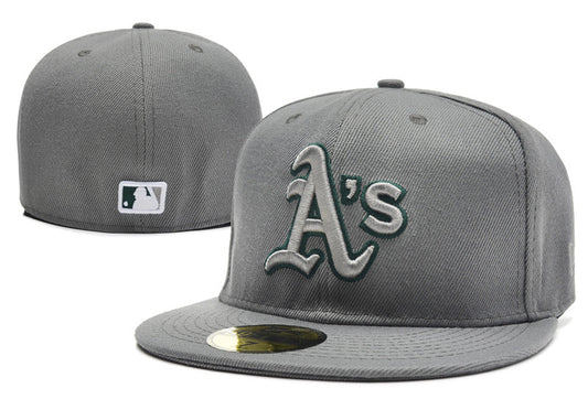 Oakland Athletics Fitted Cap – Grey with Embroidered Logo