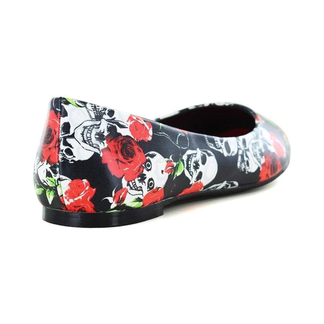 Banned Retro Skull Rose Flats